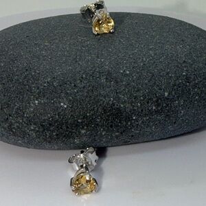 Genuine citrine gemstone stud earrings